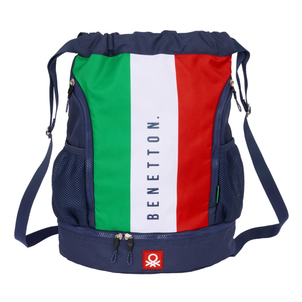 Rucksacktasche mit Bändern Benetton Flag Marineblau 35 x 40 x 1 cm