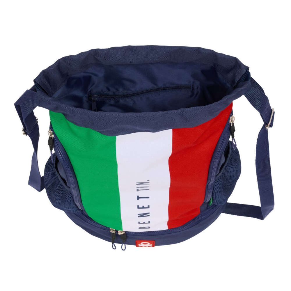 Rucksacktasche mit Bändern Benetton Flag Marineblau 35 x 40 x 1 cm