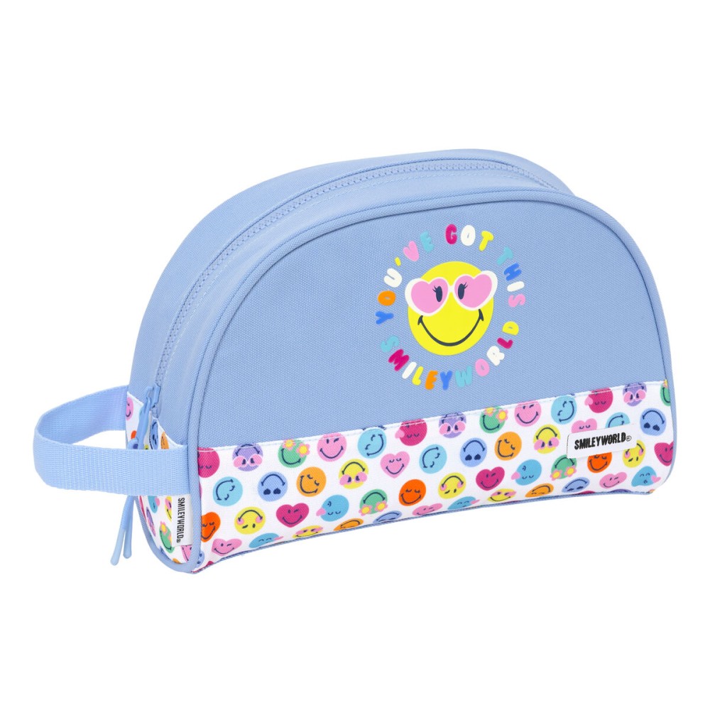 Reise-Toilettentasche Smiley Joyful Bunt Hellblau Wiederverwertbar 28 x 18 x 10 cm