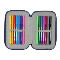 Pochette à crayons triple F.C. Barcelona Blue marine 12,5 x 19,5 x 5,5 cm 37 Pièces