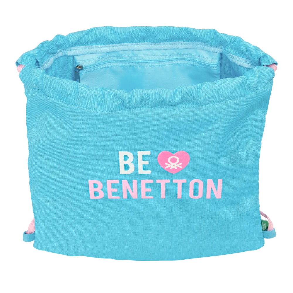 Backpack with Strings Benetton Unique Pink Turquoise 35 x 40 x 1 cm