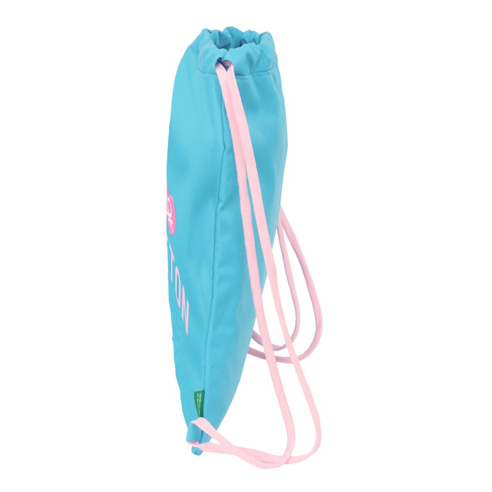 Backpack with Strings Benetton Unique Pink Turquoise 35 x 40 x 1 cm