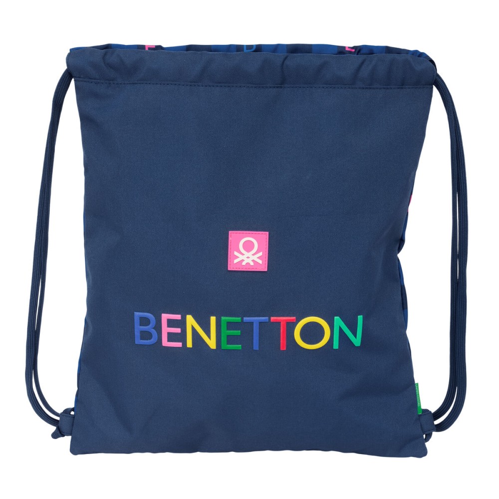 Backpack with Strings Benetton Damero Navy Blue 35 x 40 x 1 cm