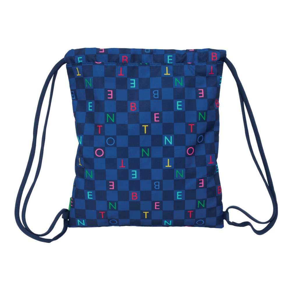 Backpack with Strings Benetton Damero Navy Blue 35 x 40 x 1 cm