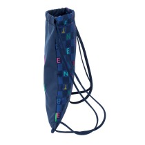 Sac à dos serré par des ficelles Benetton Damero Blue marine 35 x 40 x 1 cm