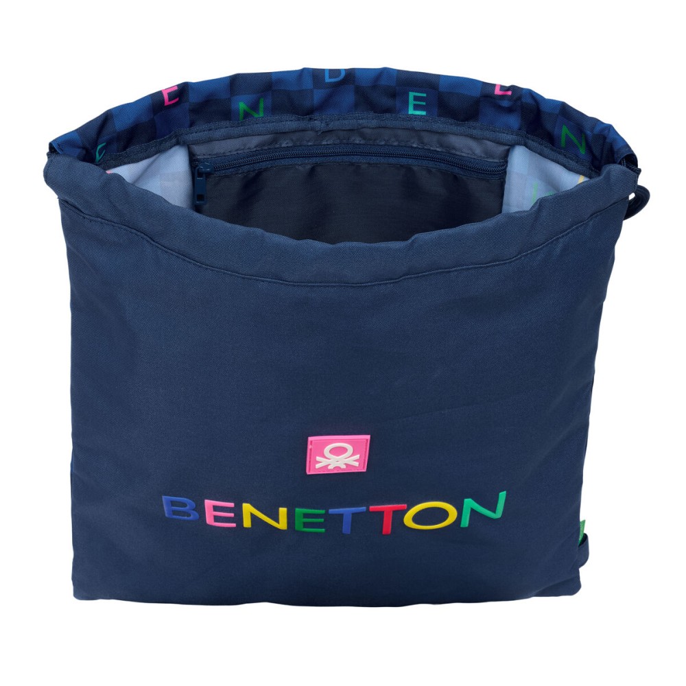 Backpack with Strings Benetton Damero Navy Blue 35 x 40 x 1 cm