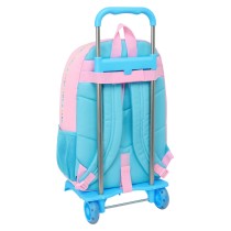 School Rucksack with Wheels Benetton Unique Pink Turquoise 30 x 46 x 14 cm