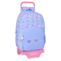 School Rucksack with Wheels Benetton Lila Lilac 30 x 46 x 14 cm