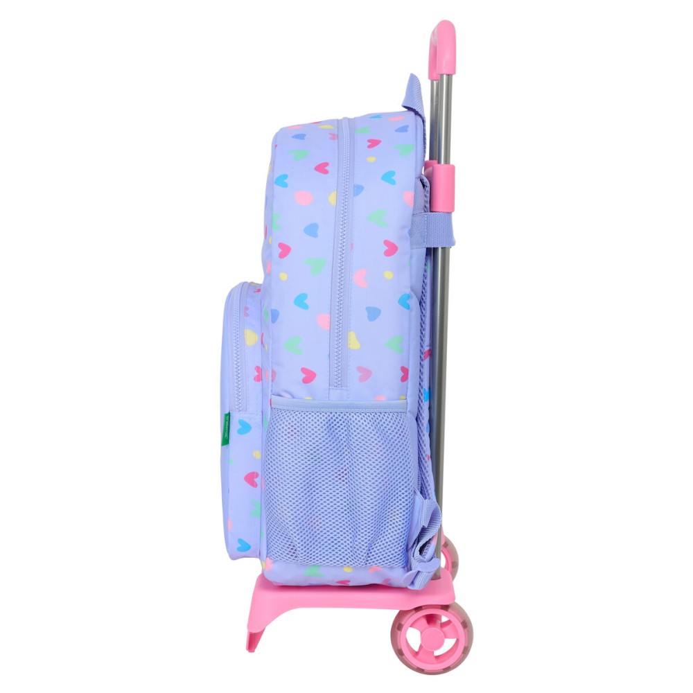 School Rucksack with Wheels Benetton Lila Lilac 30 x 46 x 14 cm