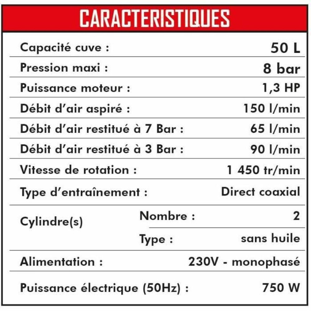 Compresseur d'air MECAFER 425523 Horizontal Silencieux 8 bar 24 L