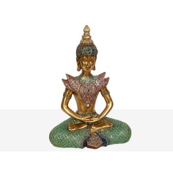 Deko-Figur Romimex Gold Harz Buddha 21 x 29 x 11 cm