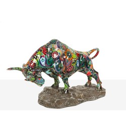 Decorative Figure Romimex Multicolour Resin Bull 34 x 21 x 12 cm