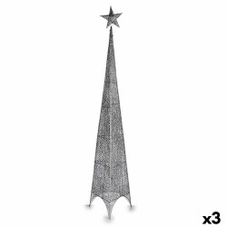 Weihnachtsbaum Stern Turm Silberfarben Metall Kunststoff 42 x 218 x 42 cm (3 Stück)