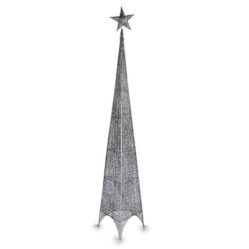 Weihnachtsbaum Stern Turm Silberfarben Metall Kunststoff 42 x 218 x 42 cm (3 Stück)