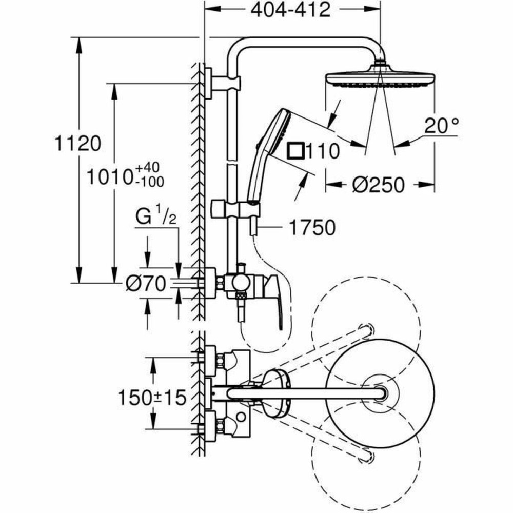 Colonne de douche Grohe Vitalio Comfort 250