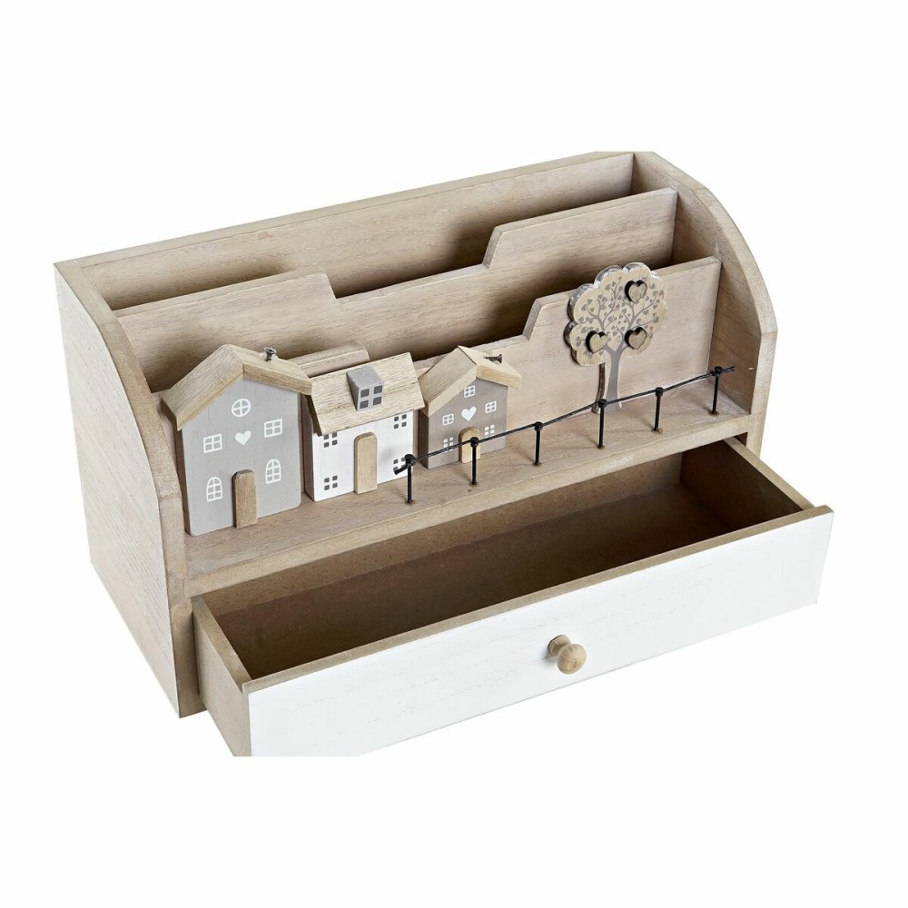 Mehrzweck-Organizer DKD Home Decor natürlich Häuser MDF (28 x 11,5 x 15 cm)