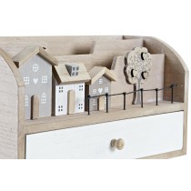 Mehrzweck-Organizer DKD Home Decor natürlich Häuser MDF (28 x 11,5 x 15 cm)