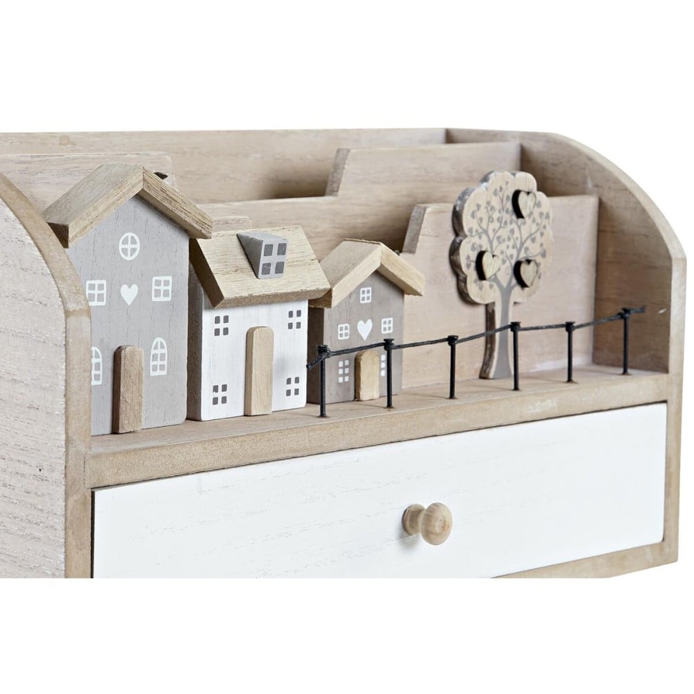 Multi-Purpose Organiser DKD Home Decor Natural Houses MDF (28 x 11,5 x 15 cm)