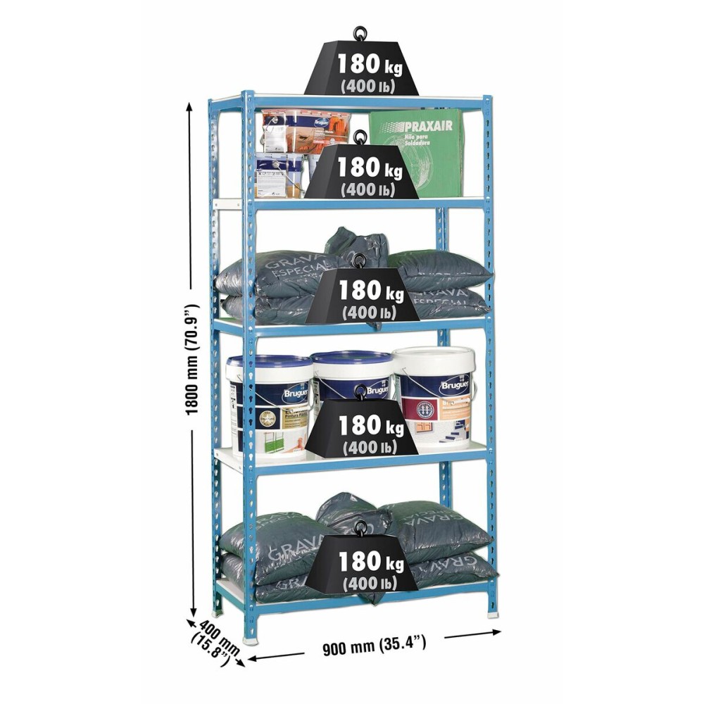 Étagère Simon Rack Simonclick 5/400 Métal 180 x 90 x 40 cm 5 Etagères