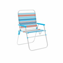 Marbueno Chaise Pliable Aluminium Rayures Orange et Bleu Plage Piscine 52X56X80 cm