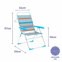 Marbueno Klappstuhl 5 Positionen Aluminium Orange und Blau Streifen 59X61X97 cm 10464