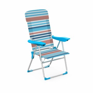 Marbueno Folding Chair 5 Positions Aluminum with Cushion Orange Blue Stripes 69X58X110 cm