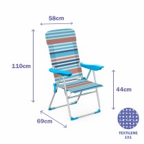 Marbueno Folding Chair 5 Positions Aluminum with Cushion Orange Blue Stripes 69X58X110 cm