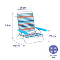 Marbueno Folding Chair 5 Positions Aluminum Orange Blue Stripes Beach Pool 63X76X78 cm