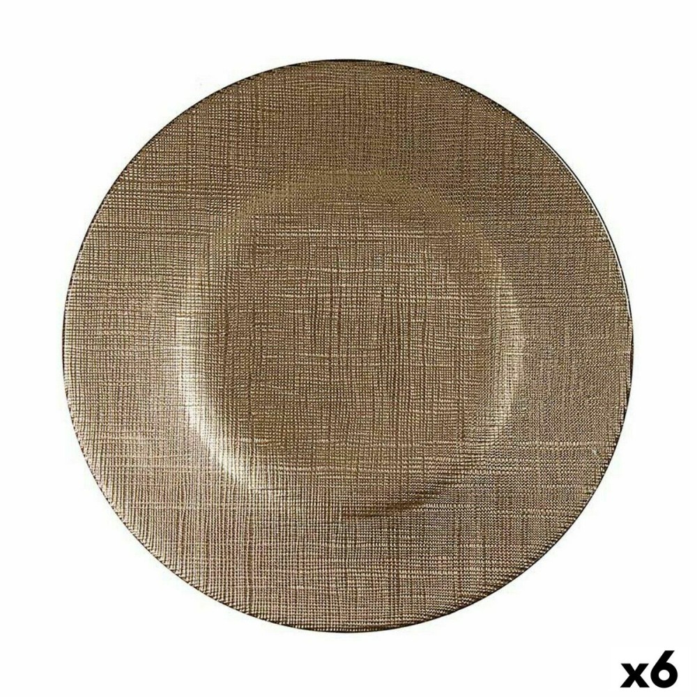 Assiette plate Vivalto 3239121P-5 Doré verre 21 x 2 x 21 cm (6 Unités)