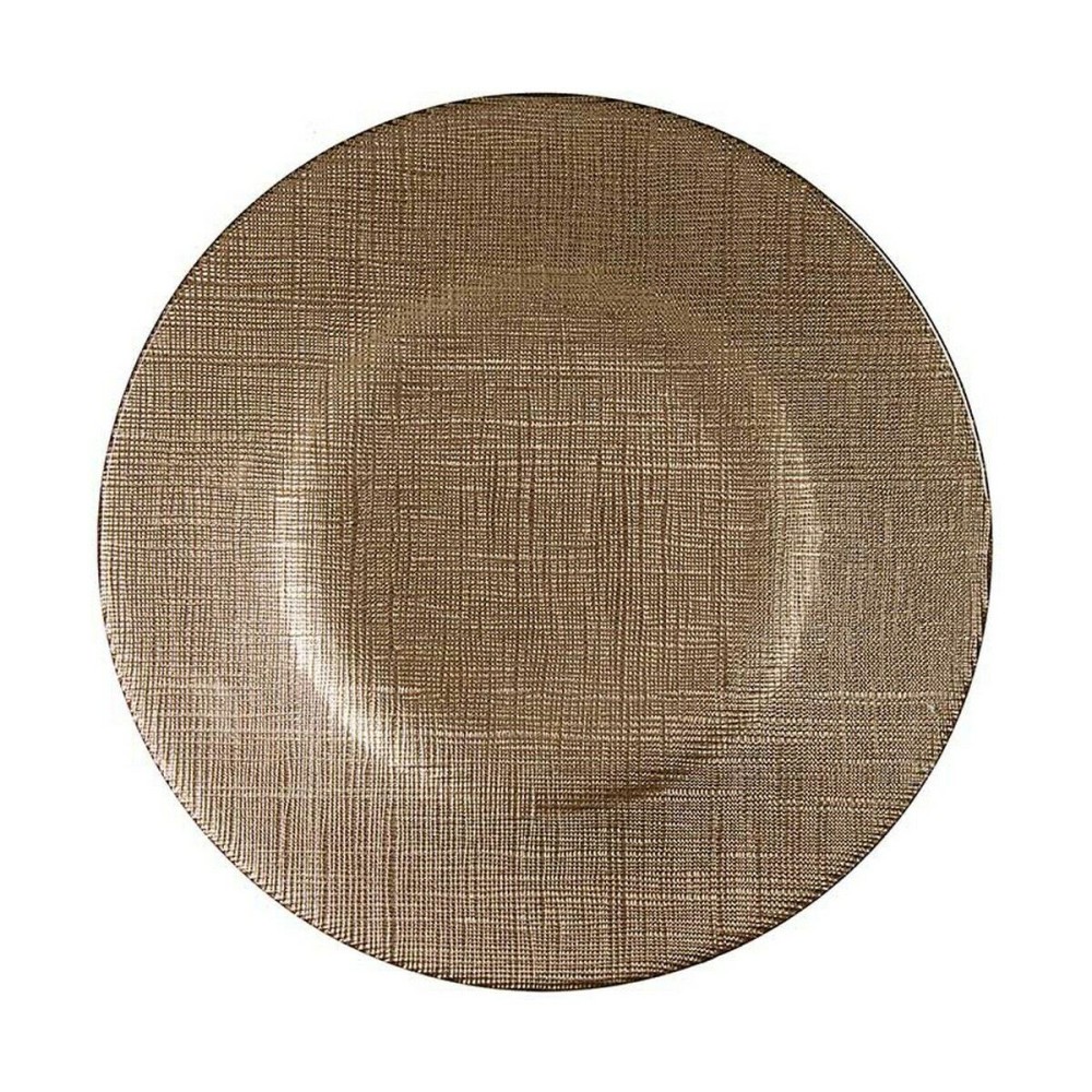 Assiette plate Vivalto 3239121P-5 Doré verre 21 x 2 x 21 cm (6 Unités)