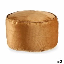 Pouffe Velvet Beige 60 x 39 x 60 cm (2 Units)