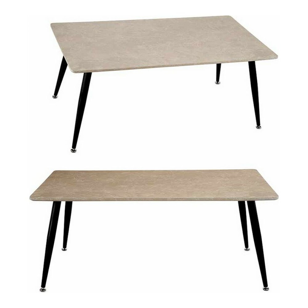 Centre Table White Black Stone Metal Melamin MDF Wood