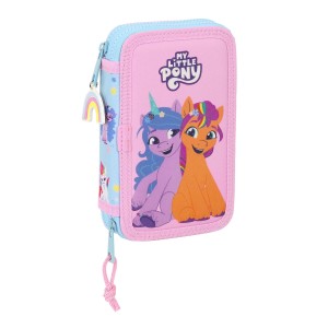 Plumier double My Little Pony Wild & free Bleu Rose 12.5 x 19.5 x 4 cm (28 Pièces)