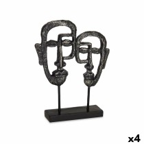 Decorative Figure Face Black 27 x 32,5 x 10,5 cm (4 Units)