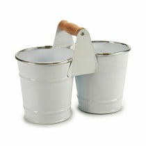 Cache-pot Ibergarden D60088-D Blanc Argenté Bois Zinc Double 20 x 15 x 10,2 cm (24 Unités)