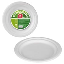 Plate set Best Products Green Sugar Cane Ø 17 cm White Biodegradable Disposable 25 Units