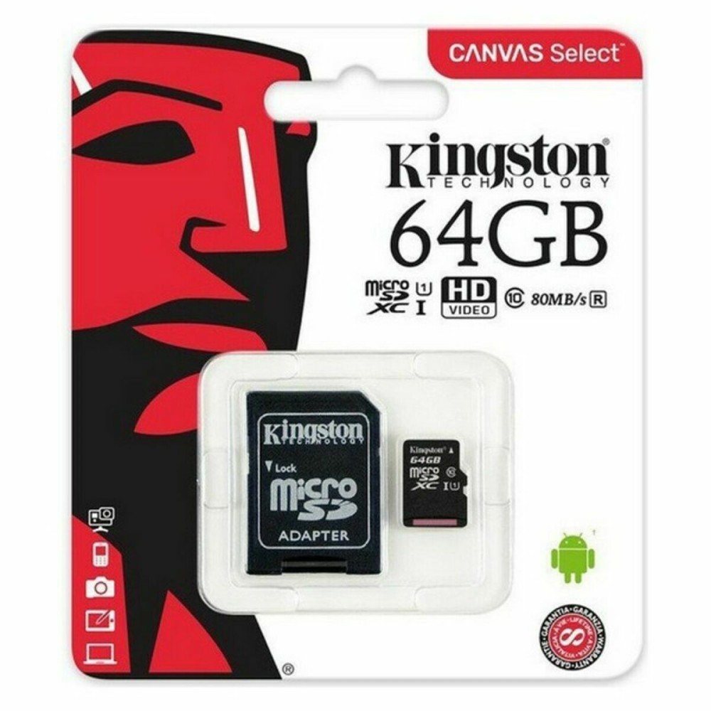 Micro SD Memory Card with Adaptor Kingston Canvas Select Plus 128 GB