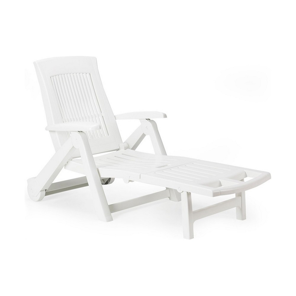 Chaise longue IPAE Progarden Zircone Pliable Avec des roues Blanc polypropylène (72 x 195 x 101 cm)