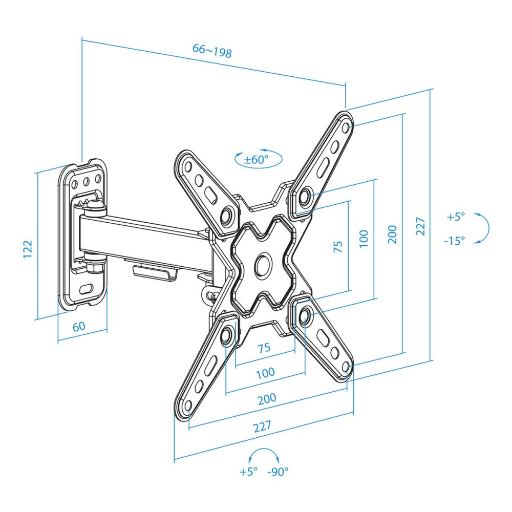 Wall Bracket TooQ TSLP1042T-B 43" 13" 20 kg