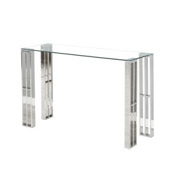 Console Romimex Silver Stainless steel Tempered glass 120 x 78 x 40 cm