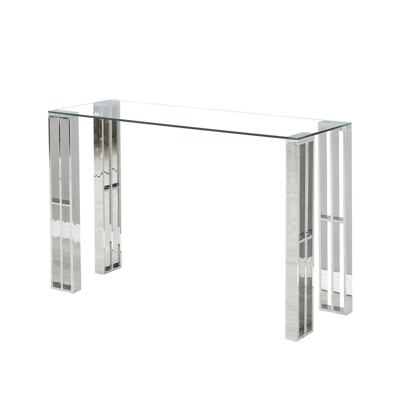 Console Romimex Argenté Acier inoxydable Verre trempé 120 x 78 x 40 cm