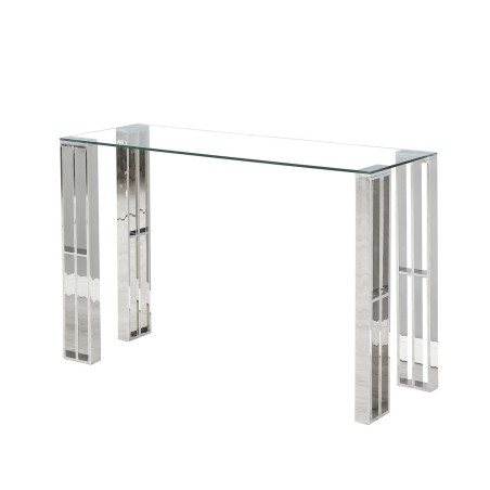 Console Romimex Argenté Acier inoxydable Verre trempé 120 x 78 x 40 cm