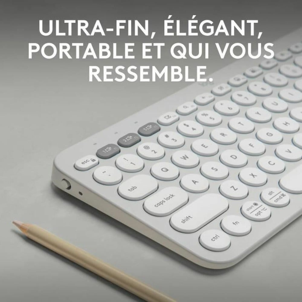 Bluetooth Keyboard with Support for Tablet Logitech K380 French White AZERTY