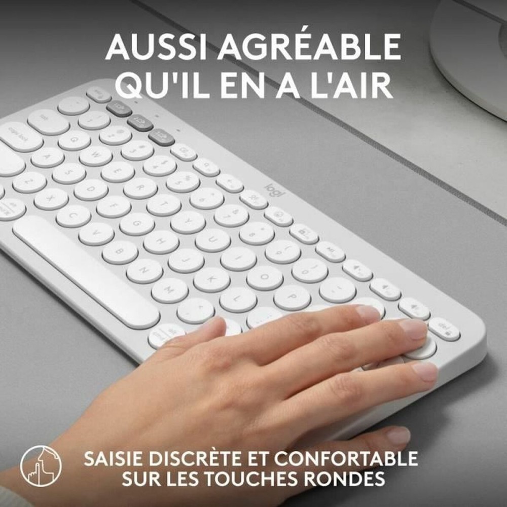 Clavier Bluetooth avec Support pour Tablette Logitech K380 Français Blanc AZERTY