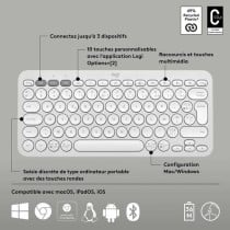 Bluetooth Keyboard with Support for Tablet Logitech K380 French White AZERTY