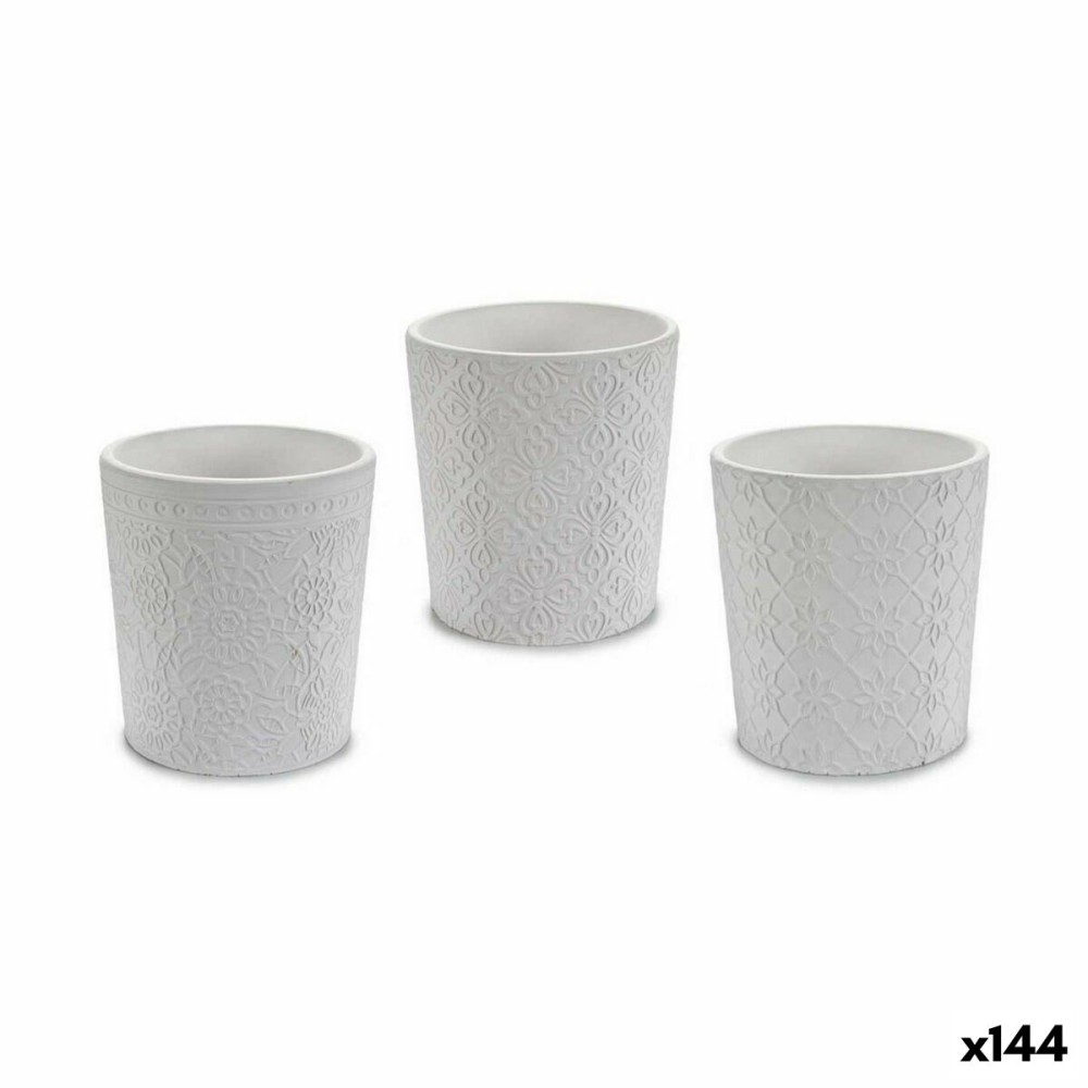 Blumentopf Ibergarden DX43436-F12 Weiß aus Keramik Muster 12,3 x 12 x 12,3 cm (144 Stück)