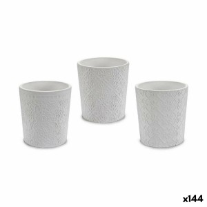 Planter Ibergarden DX43436-F12 White Ceramic Pattern 12,3 x 12 x 12,3 cm (144 Units)