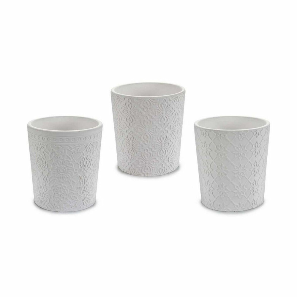 Planter Ibergarden DX43436-F12 White Ceramic Pattern 12,3 x 12 x 12,3 cm (144 Units)