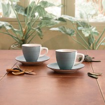 Lot de tasses avec soucoupes Quid Vita Morning Bleu Céramique (4 Pièces) (6 Unités)