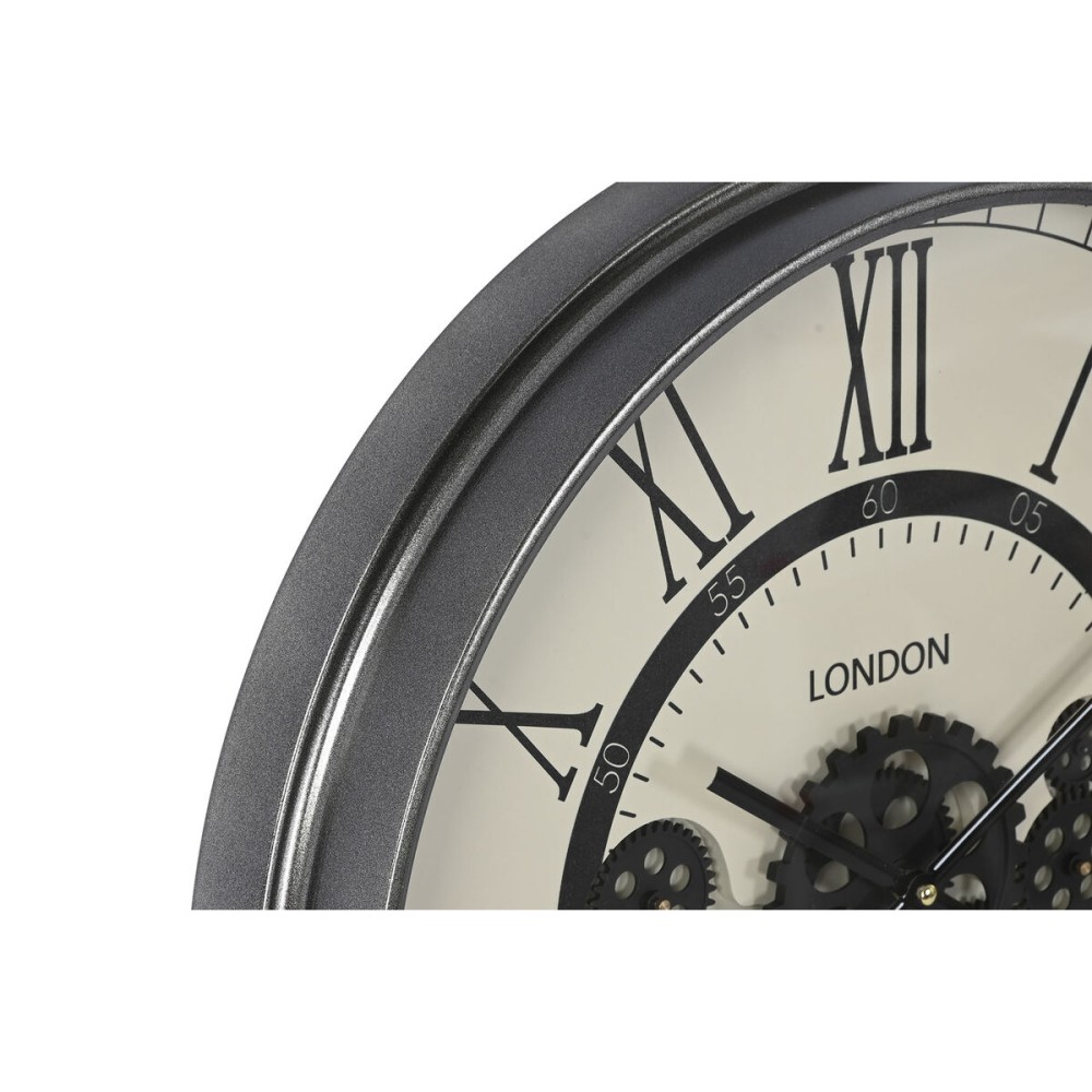 Wall Clock Home ESPRIT White Black Dark grey Iron MDF Wood 54 x 8 x 55 cm